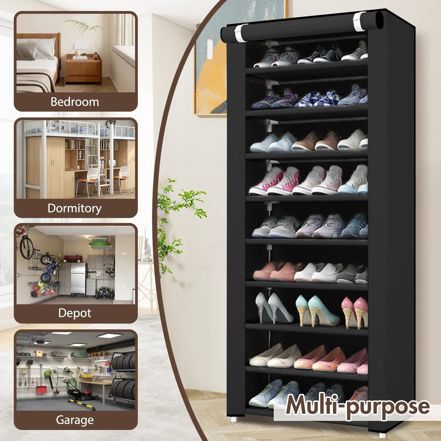 Ultimate 10-Tier Shoe Rack – Stylish, Space-Saving & Dustproof! 🔥 My Store